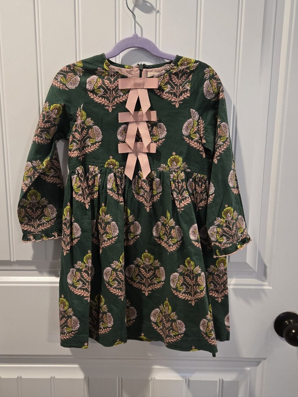 Pink Chicken Hermione Dress -Hunter Green Flower